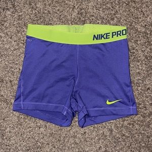 Light Purple and Yellow Nike Pro Shorts